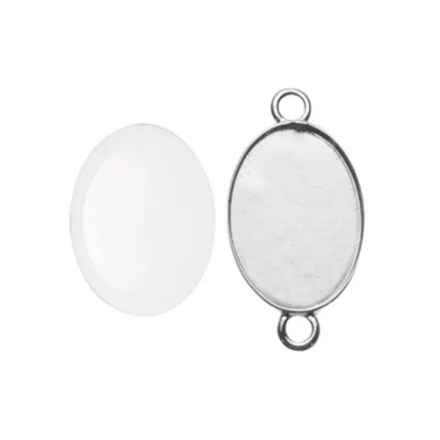 Οβάλ Καστόνι Σύνδεσμος 42x33mm + Γυάλινο Καμπουσόν