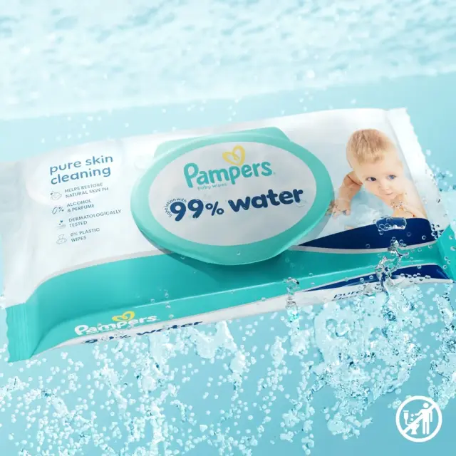 Pampers Promo Pack, Baby Wipes 99% Water, Πακέτο Βρεφικά Μωρομάντηλα με 99% Νερό (18x60 τμχ) 2