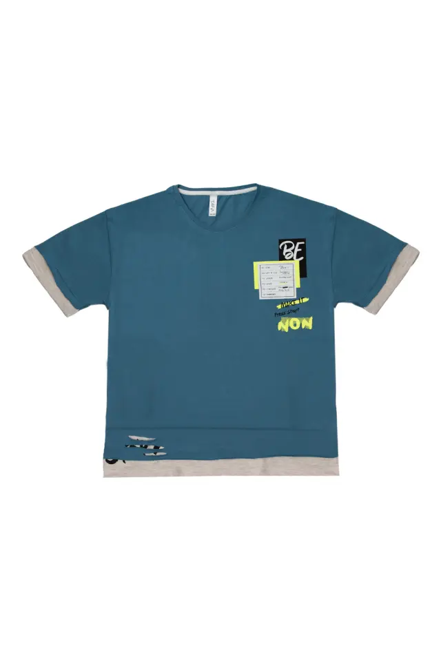 T-Shirt Kid Be Μπλε Ραφ
