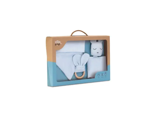 Interbaby Σετ 3 Τμχ Dou Dou, Σαλιάρα & Μασητικό Blue 2