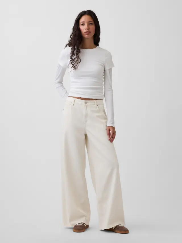 Γυναικείο Mid Rise Τζιν Παντελόνι UltraSoft Baggy Ecru beige