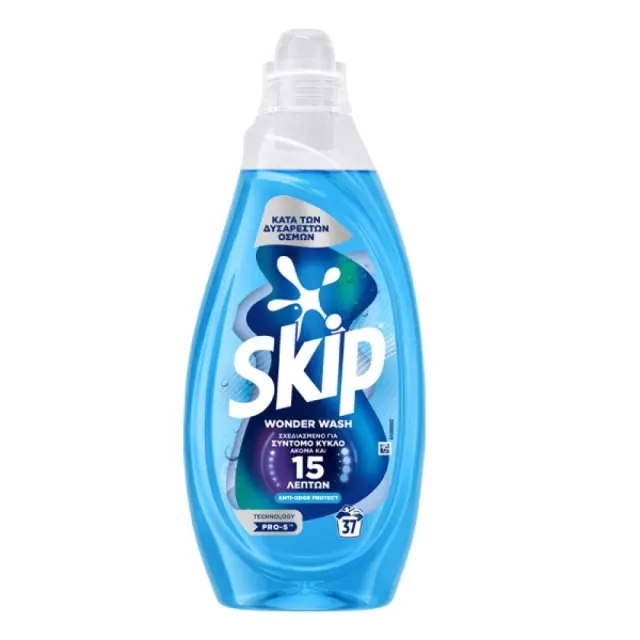 Skip Wonder Wash Anti-Odor Protect Υγρό Απορρυπαντικό Ρούχων 37 Μεζούρες