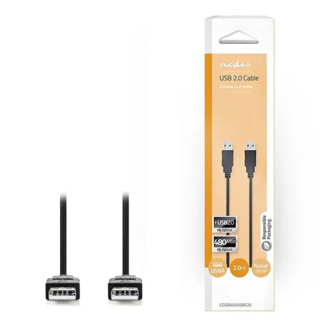 Καλώδιο USB High-Speed A αρσ. - USB A αρσ., 2.00m.