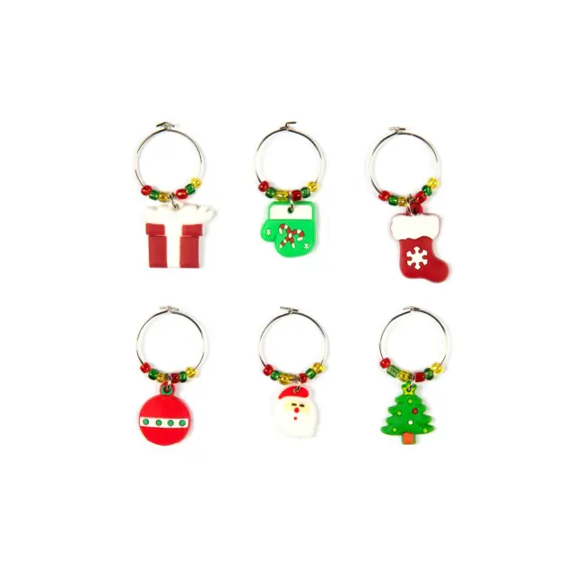 Excelsa Set 6 Christmas Glass Markers (2 σχέδια) Steel & plastic