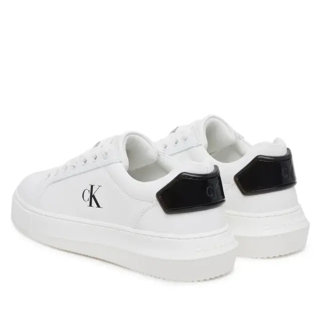 Calvin Klein - Γυναικεία Δερμάτινα Sneakers Chunky Cupsole Ru Patch Lth Wn YW0YW01846-01W Λευκό - 38 3