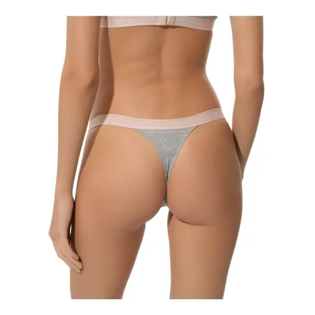 Emporio Armani Γυναικείο String Shiny Logo - Διπλό Πακέτο, Χρώμα Ανοιχτό Γκρι - L 3