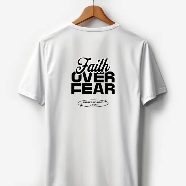 T-shirt Noshame® Λευκό με τύπωμα Faith over Fear - 122584 - XXL 2