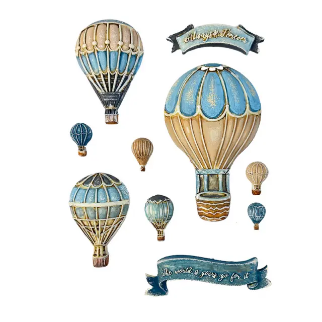Καλούπι εύκαμπτο A5, 21x14.8cm, Stamperia, Timeless, Hot air ballons 2