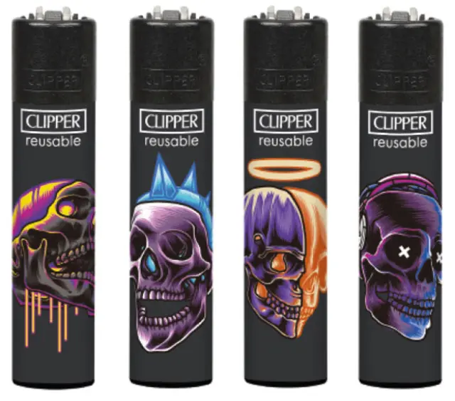 Clipper Αναπτήρας Μεγάλος - Black Skulls