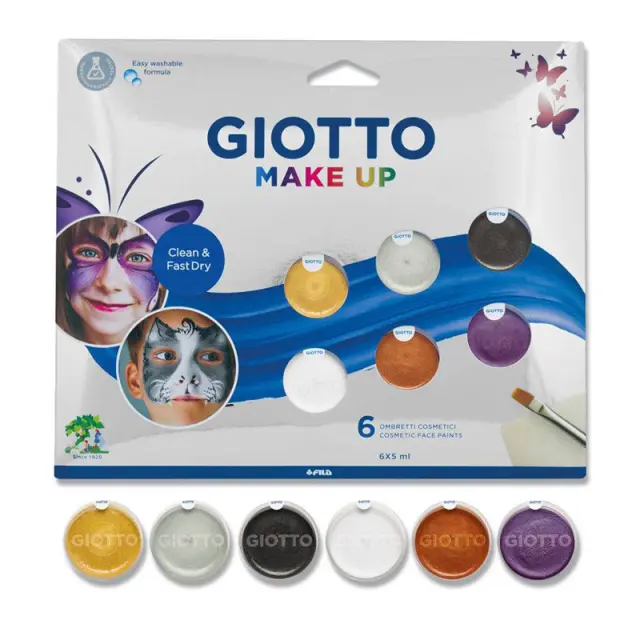Giotto Make Up - Μεταλλικά Χρώματα Cosmetic Face Paints 6τεμ x 5ml