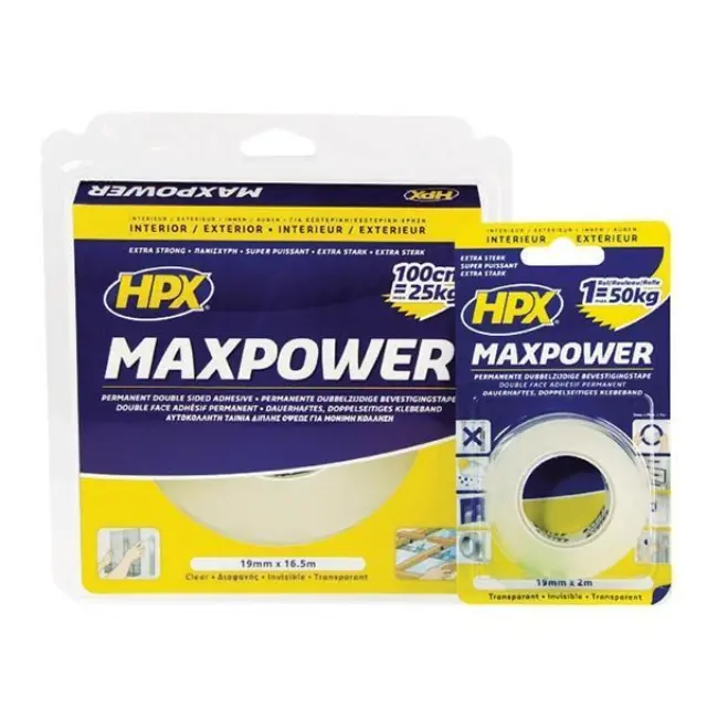 ΗΡΧ 190503122 - Διάφανη ταινία διπλής όψης MAXPOWER 19mmx5m