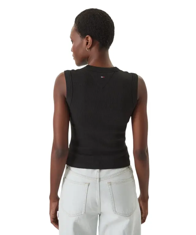 Tommy Hilfiger - Γυναικείο T-shirt Αμάνικο Essential Logo Rib Tank Slim Fit DW0DW22577-BDS Μαύρο 2