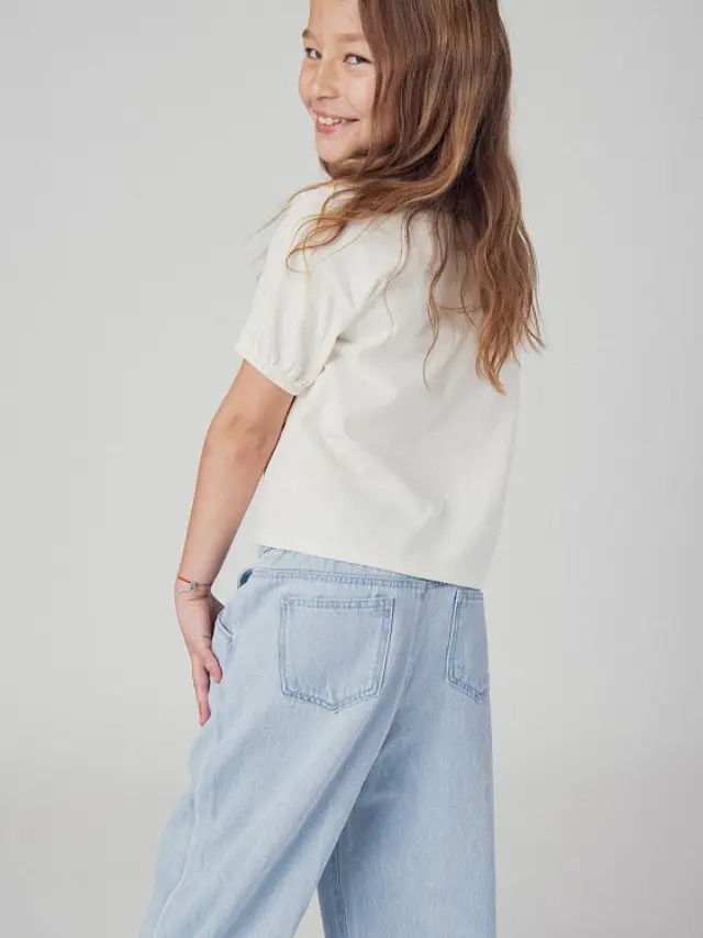 Παιδικό Παντελόνι για Κορίτσια Light Wide-Leg ΜΠΛΕ 3