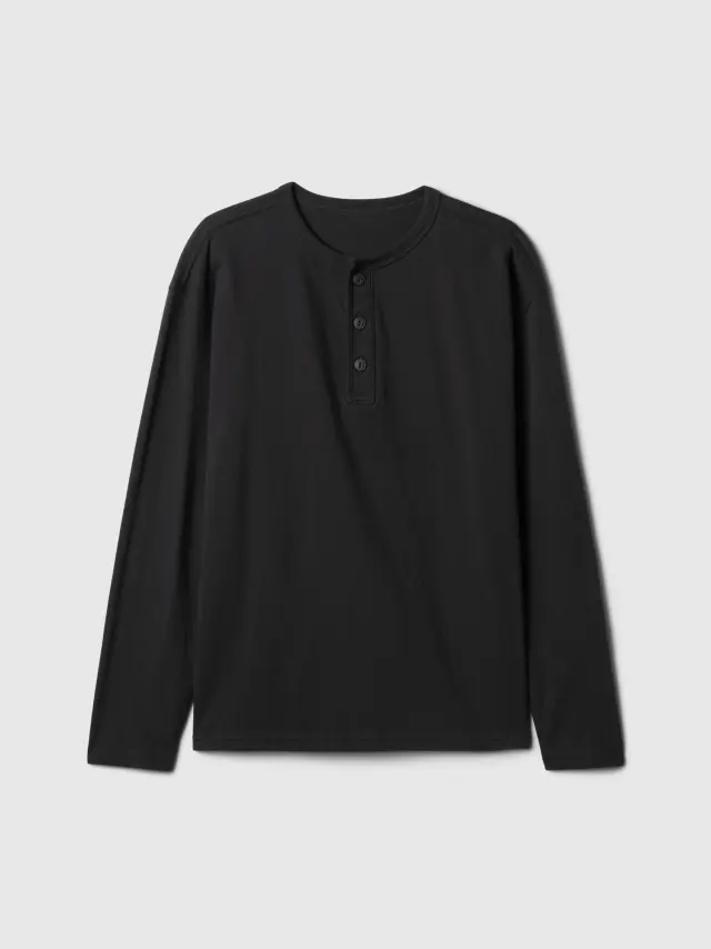 Everyday Soft Henley Μπλούζα moonless night