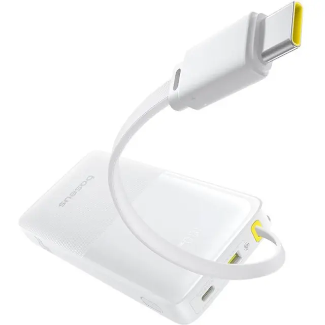 Baseus® Bipow 2 Digital Display Powerbank 10000mAh 20W with Built-In USB-C Cable- White 2