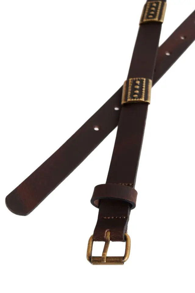 Attrattivo γυναικεία δερμάτινη ζώνη με μεταλλικά studs 9Z24211-1 - S/M 2