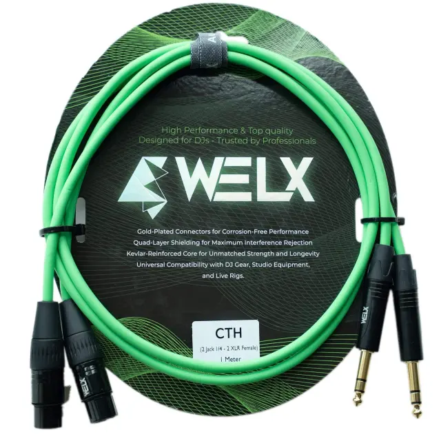 WELX Premium 2 X FEMALE XLR to 2 X FEMALE STEREO JACK Cable – 1.0m (CTH)