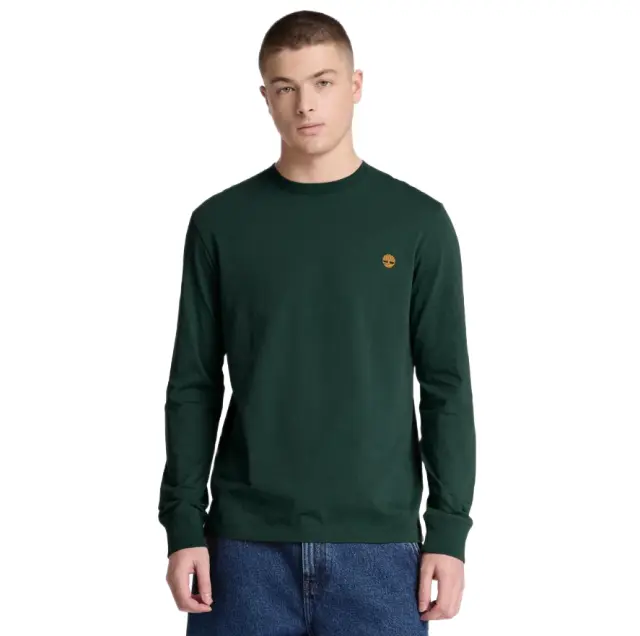 Timberland ανδρική μονόχρωμη μπλούζα κεντημένο λογότυπο 0YHBTEA1-1