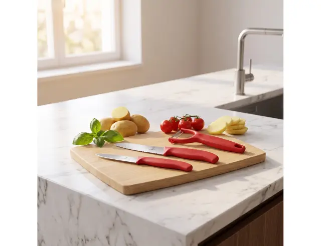 Σετ Μαχαίρια Γενικής Χρήσης & Αποφλοιωτής Victorinox Swiss Classic με μήκος λεπίδας 8cm και 10cm - Red - 3 τεμάχια6.7111.33C1