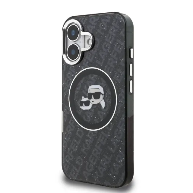 Karl Lagerfeld IML K&CH Heads Repeated Logo MagSafe Case for iPhone 16 Black 2