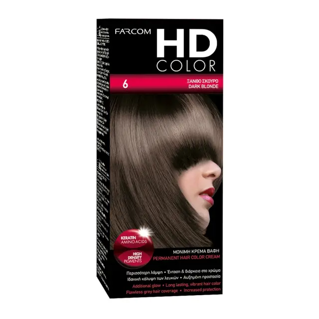 Farcom Βαφή Μαλλιών HD Color No 6 Ξανθό Σκούρο ,60ml