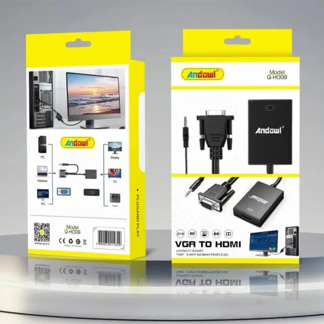 Andowl Αντάπτορας VGA σε HDMI Q-HD09 2