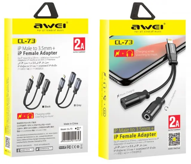 Αντάπτορας Lightning male σε Jack 3.5mm/Lightning female - CL-73 - AWEI - 888148 3