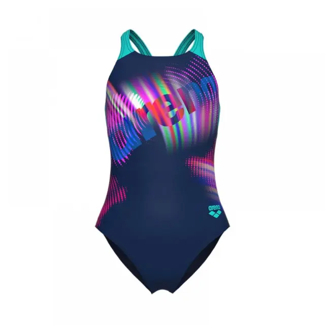 Arena Girl's Lit Logo V Back Swimsuit Μπλε Σκούρο 010690-780 (Arena) - 12 Years