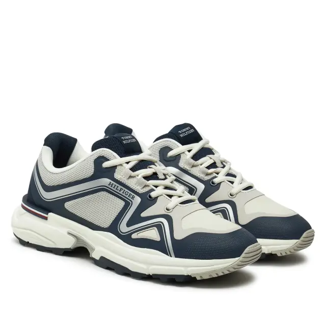 Ανδρικά Δερμάτινα Sneakers Tommy Hilfiger FM0FM05344 CEE Μπλε Γκρι Μπλε - 41 2