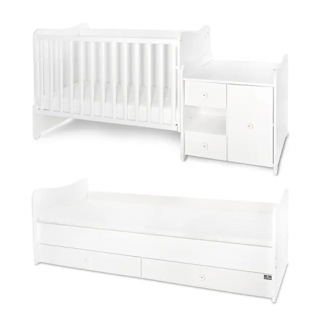 Lorelli Πολυμορφική κούνια - κρεβάτι "MiniMax New" 190/72 White -Light oak Λευκό 3