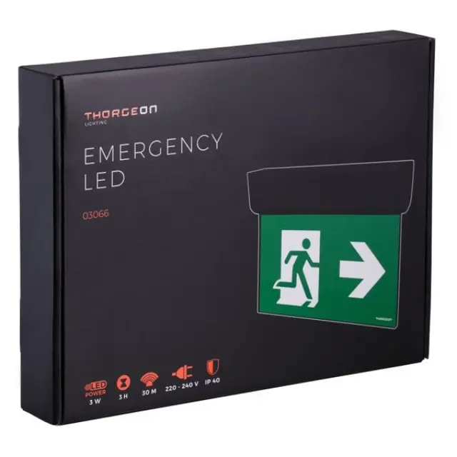 Emergency LED 3H 3W 6000K 50Lm 30m IP40 IK05 black