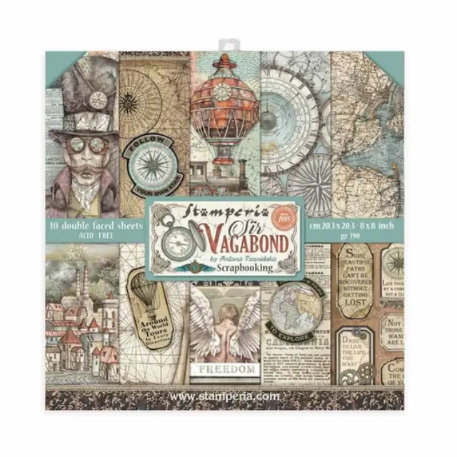 Χαρτιά scrapbooking 10τεμ, 20,3x20,3cm, Sir Vagabond Stamperia