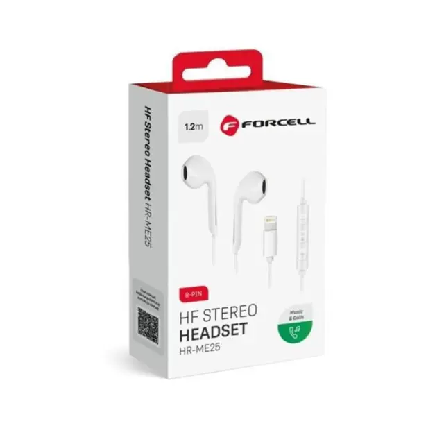 Ακουστικά Forcell earphones stereo for Apple iPhone Lightning 8-pin white