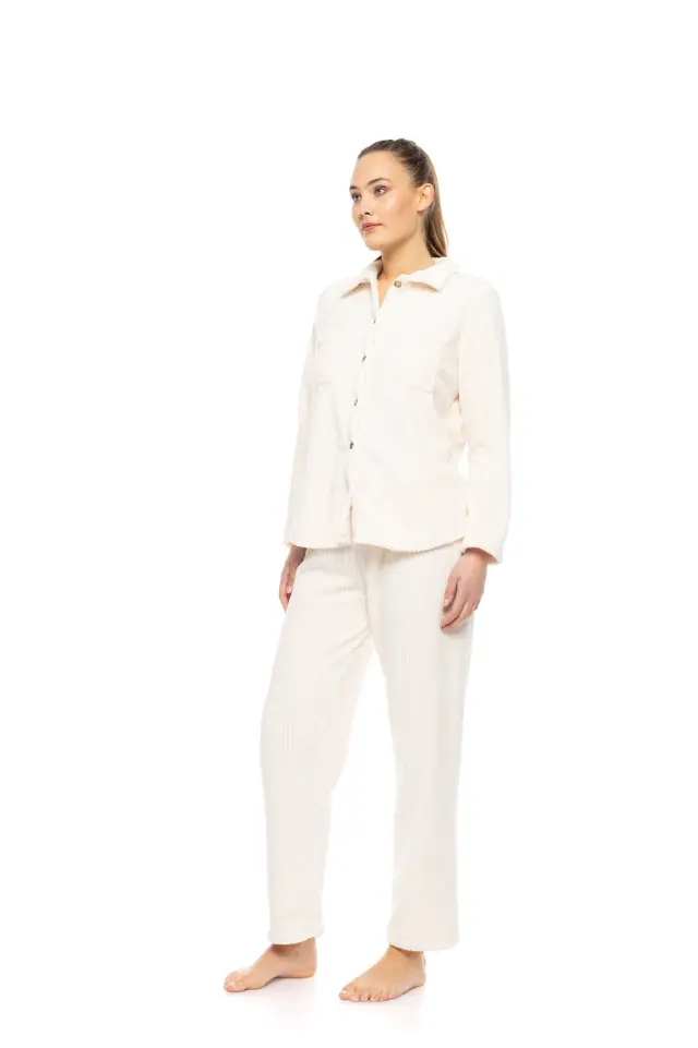 W1878 - White - PYJAMA FLEECE STRIPE - S 2