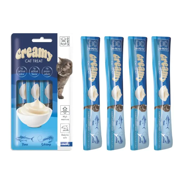 M-PETS Creamy Treats Κρέμα Γάτας Τόνος & Γαρίδα 60gr (4x15gr)