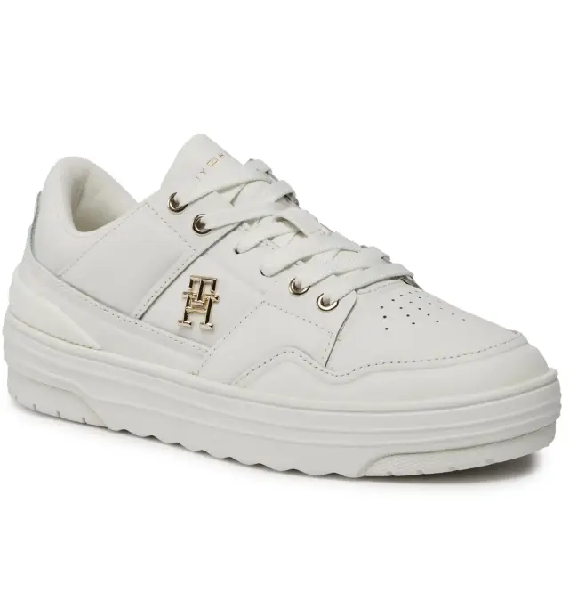 Tommy Hilfiger - Δερμάτινα Γυναικεία Sneakers Th Monogram Basket Sneaker Lo FW0FW07756-YBL Εκρού - 36 2