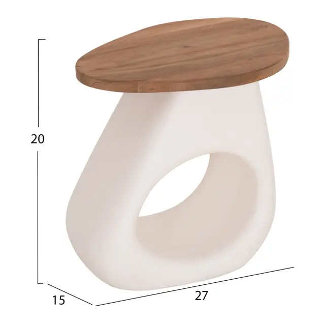 ΒΟΗΘΗΤΙΚΟ ΤΡΑΠΕΖΙ FB94692.02 FIBER CEMENT ΛΕΥΚΟ--ΞΥΛΟ TEAK TOP 47x60x59Υεκ 2