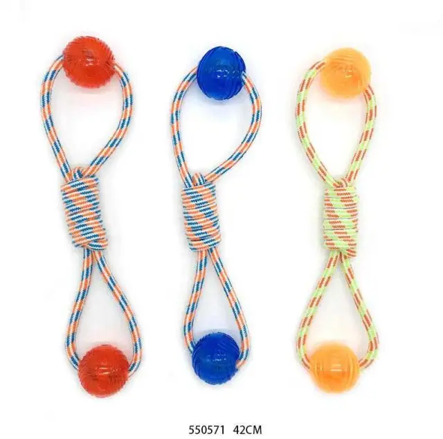 Παιχνίδι σκύλου σχοινί με μπάλα TPR - 42cm - 12pcs - 550571 2