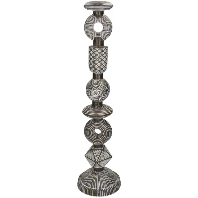 Διακοσμητικό Tribal Καφέ Polyresin 15.5x15.5x60cm