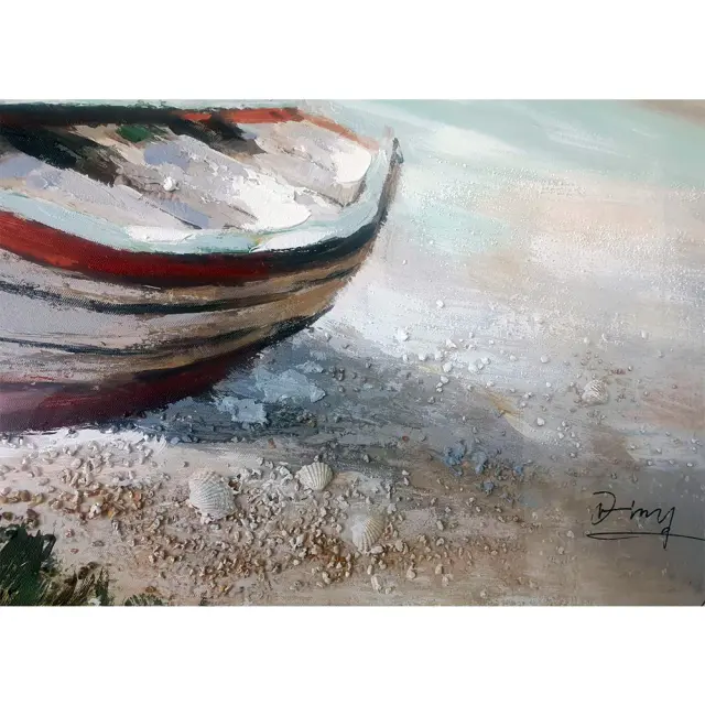 Πίνακας 120x4x60cm σε καμβά Boat On The Coast Inart 3-90-006-0165 2
