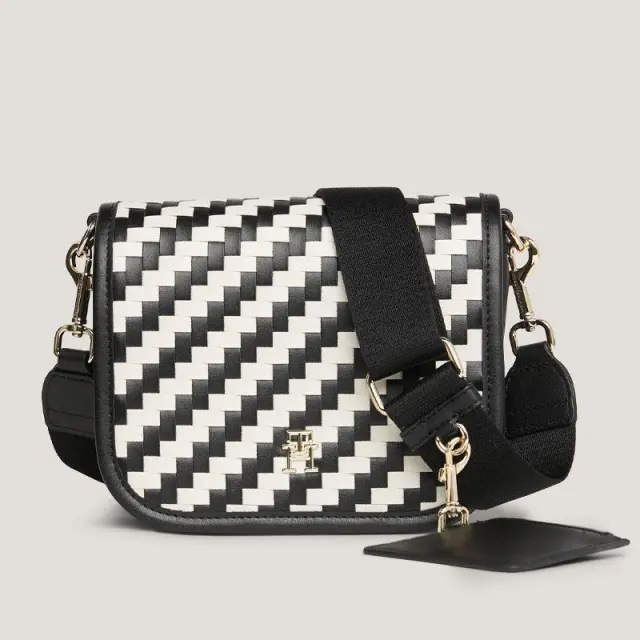 Tommy Hilfiger - Γυναικεία Τσάντα Χειρός Th City Crossover Woven AW0AW16077-0GJ Μαύρο