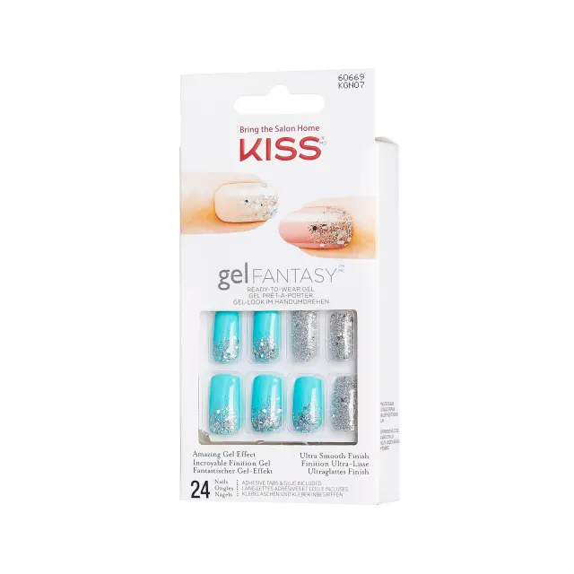 KISS Τεχνητά Νύχια Gel Fantasy Strass Blue Medium