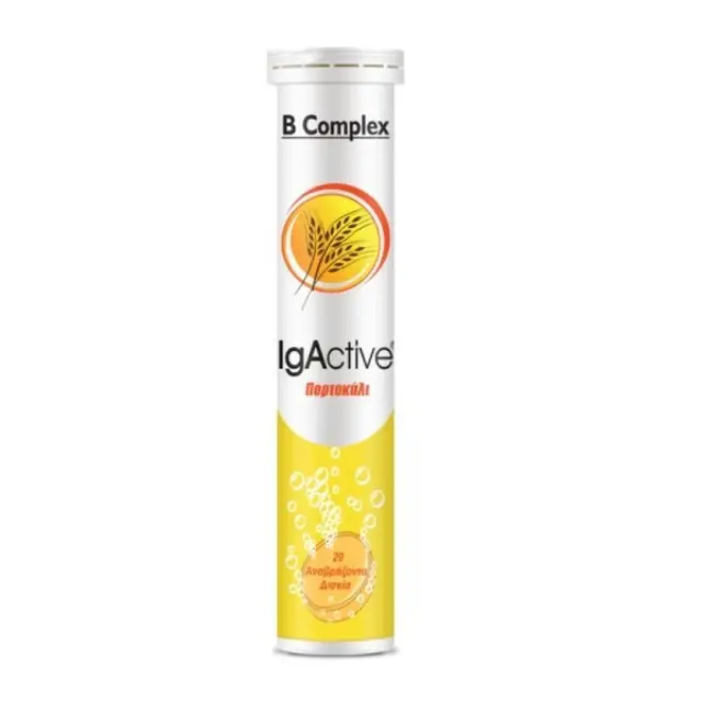 IgActive B-Complex Βιταμίνη για Ενέργεια, Ενίσχυση του Ανοσοποιητικού & το Νευρικό Σύστημα Πορτοκάλι 20 αναβράζοντα δισκία