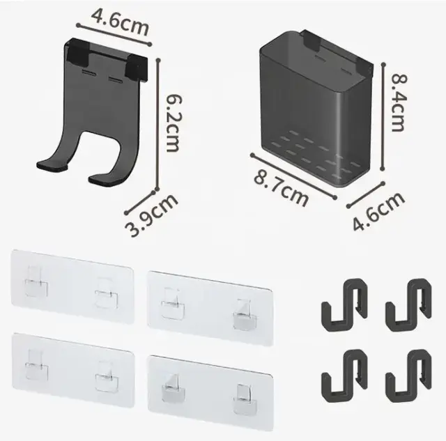 Σετ επιτοίχια γωνιακά ράφια μπάνιου - 5pcs - 2152-1 - 170134 - Black 3