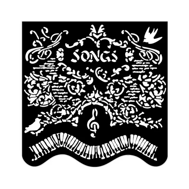 Thick Stencil 18x18cm, Stamperia, Music, Songs and piano