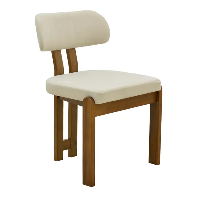 Καρέκλα Genoa καρυδί rubberwood και εκρού ύφασμα 50x43x82εκ (σετ 2 τεμ.)