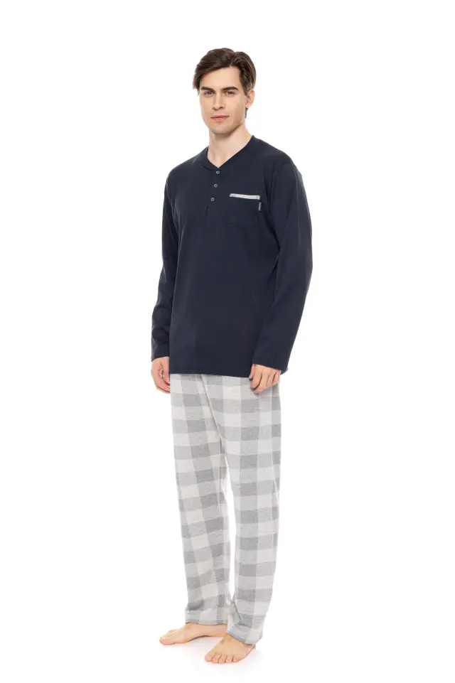 W-M724 - Yacht Blue - PYJAMA JACQUARD GREY PLAID - L 2