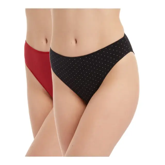 Minerva Γυναικείο Slip Modal Fimelle - Διπλό Πακέτο, Χρώμα Red-Black Dots