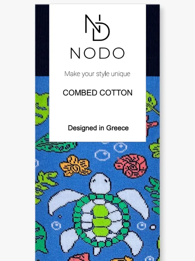 NODO Βαμβακερή Κάλτσα με Σχέδια Corals and Turtles Caretta Caretta 3