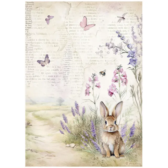 Ριζόχαρτο ντεκουπάζ Stamperia 21x29cm A4, Lavender, Bunny